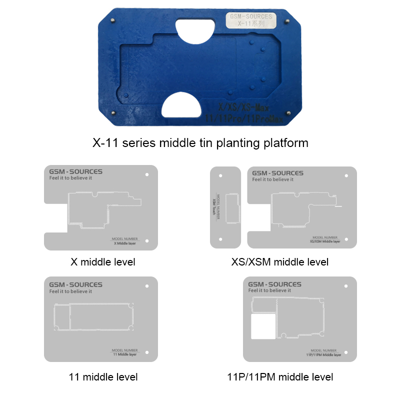 GSM CP-01 Motherboard Middle Layer Planting Tin Platform for iPhone X to 15Pro Max