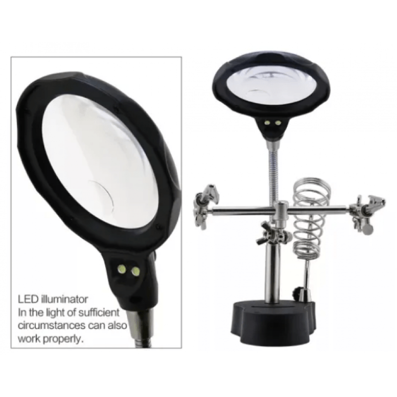 TE-801 Multi-Function LED Helping Hand Magnifier With Soldering Stand