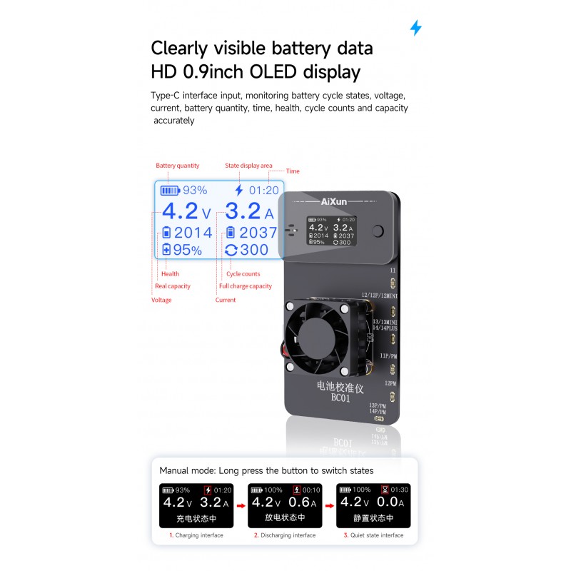 Aixun BC01 Battery Calibrator Battery Health Calibration for 11-14 Series iPhone Battery Repair