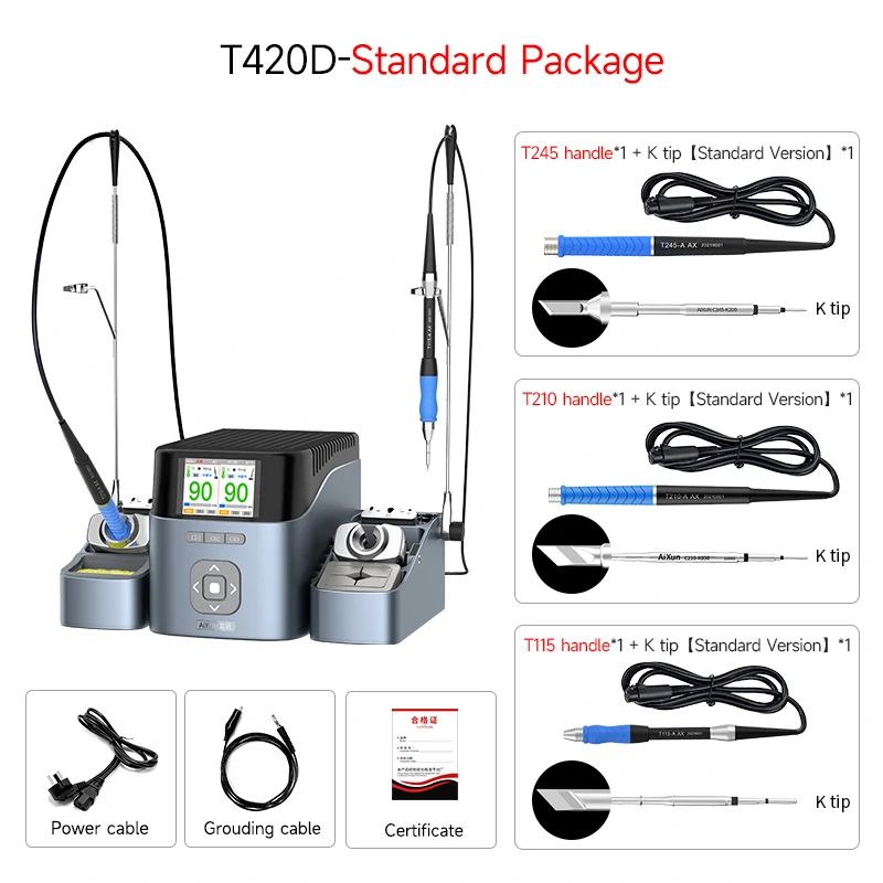 Aixun T420D 200W Dual Channel Soldering Station with T245/T210/T115 Handles