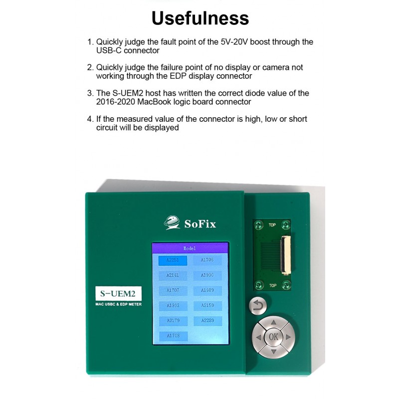 Sofix S-UEM2 Tester for USB-C EDP Connector of MacBook Logic Board