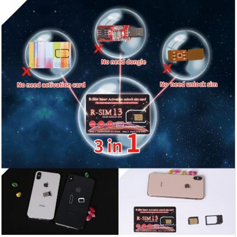 RSIM 13 Smart Activation Unlock Sim Card Nano-SIM Unlock Card Support IOS12 For IPhone XR X XS 8 8Plus 7 7Plus