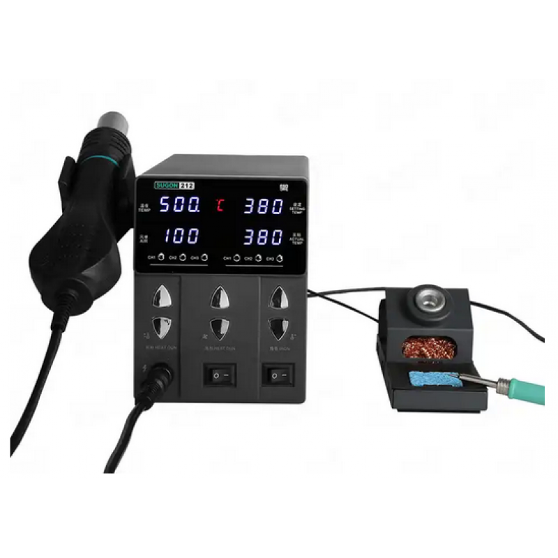 New design Digital Lead free SUGON 212 Rework station with Electric Soldering Irons & Hot Air Gun